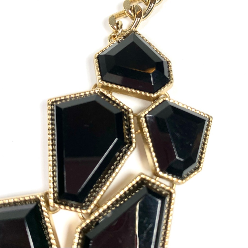Black and gold toned choker statement necklace - Picture 4 of 5